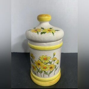 Vintage Sears Roebuck and Co. yellow daisy ceramic canister~1978 Japan